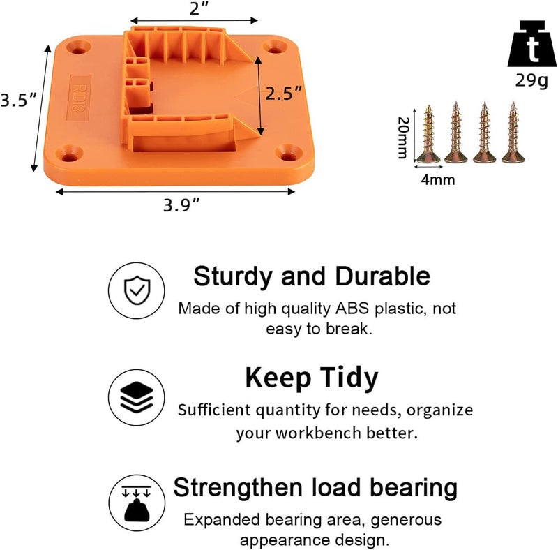 Crivnhar Tool Drill Mount Holder Compatible for RIDGID 18V Li-ion Drills, Heavy Duty ABS Tools Wall Dock Hanger for Garage, Workshop, Work Truck, 20 Screws, 5 Packs (No Tool) - Image 2